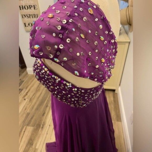 NW - One Shoulder Plum Formal Gown  / Wedding / Prom Dress - Clarisse Size 14 - Picture 10 of 16